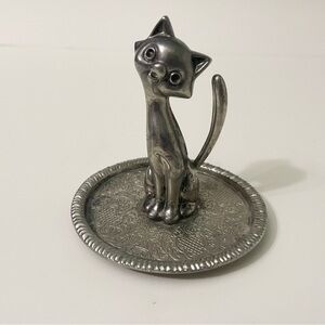 Vintage Cat Ring Holder Jewelry Display Kitty Trinket Holder